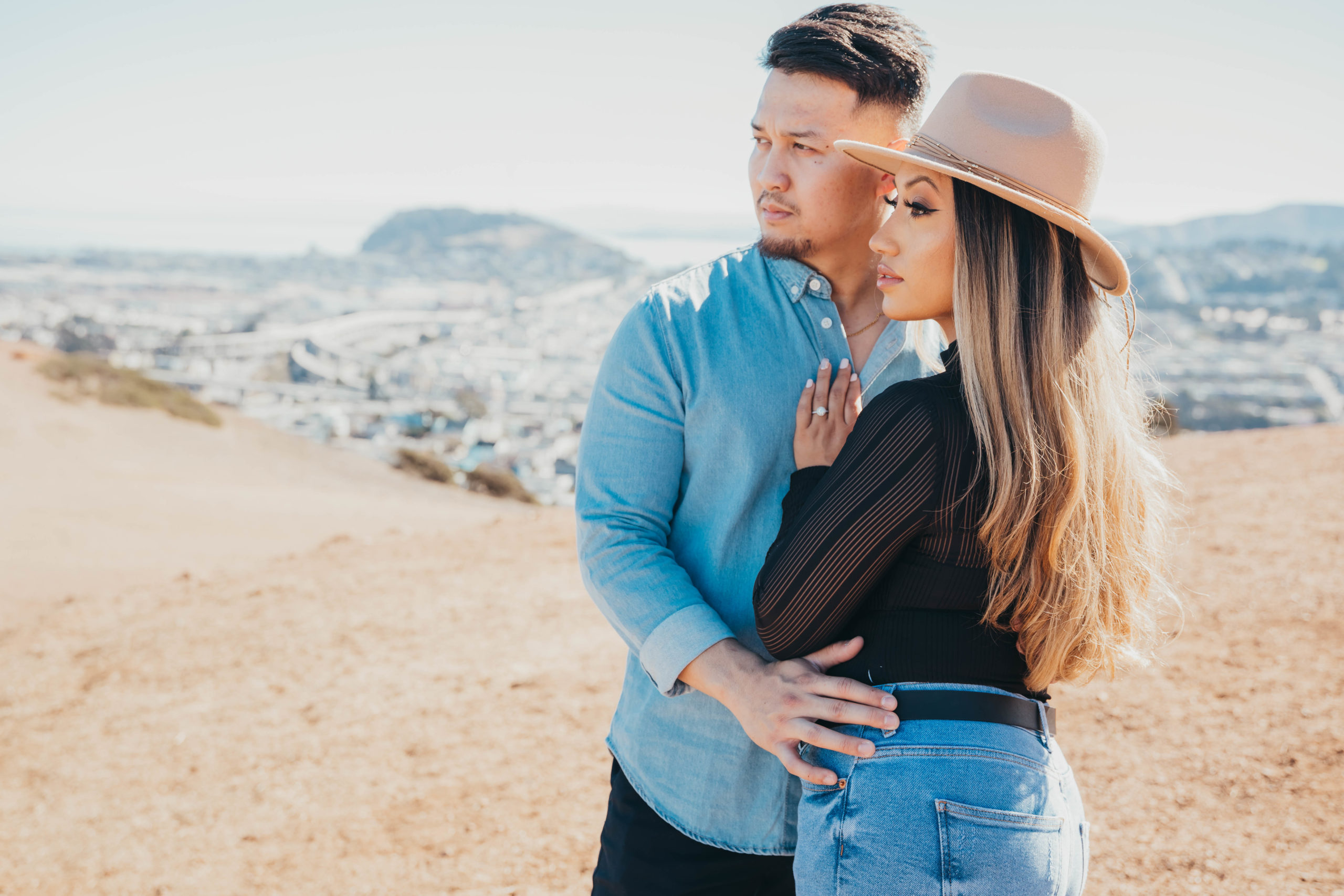 san francisco engagement photo session with skyline views