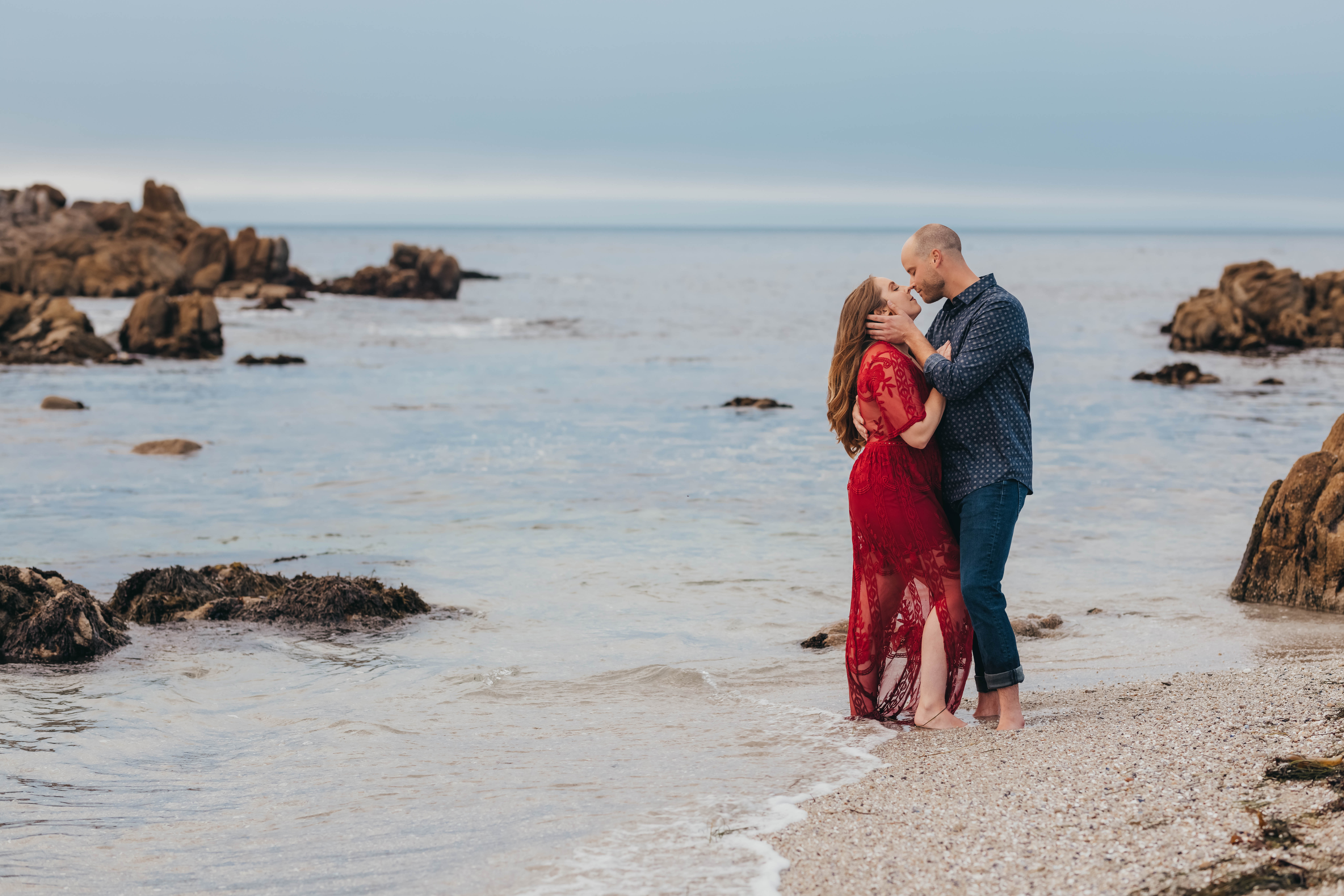 beach engagement session in monterey county