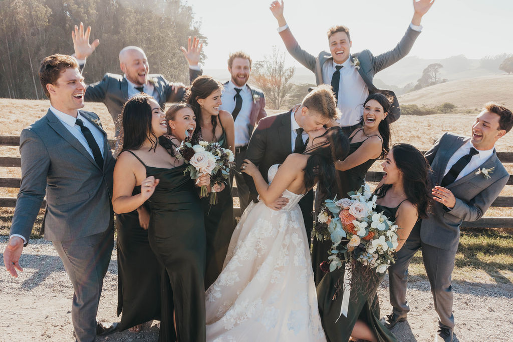 Bridal party after wedding ceremony in California 
