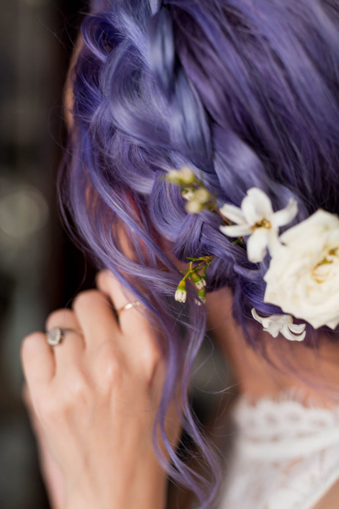 bride with purple hair