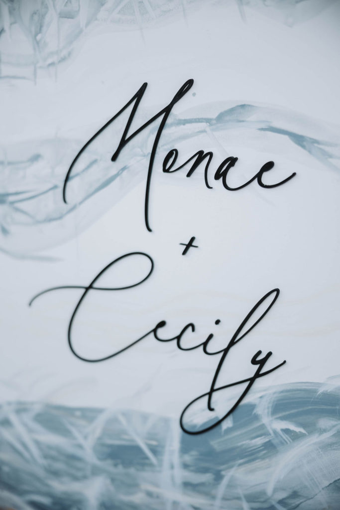 Wedding sign that says Monae and Cecily