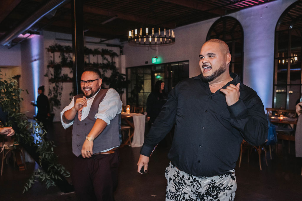 Guests dancing during reception