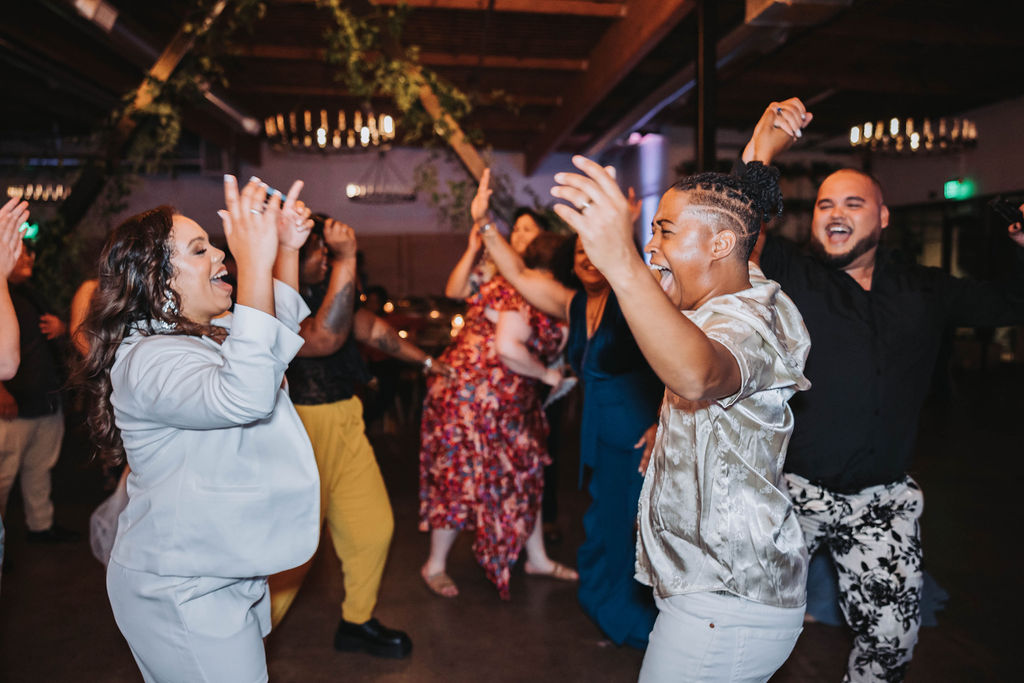Couple dancing during their wedding in CA reception