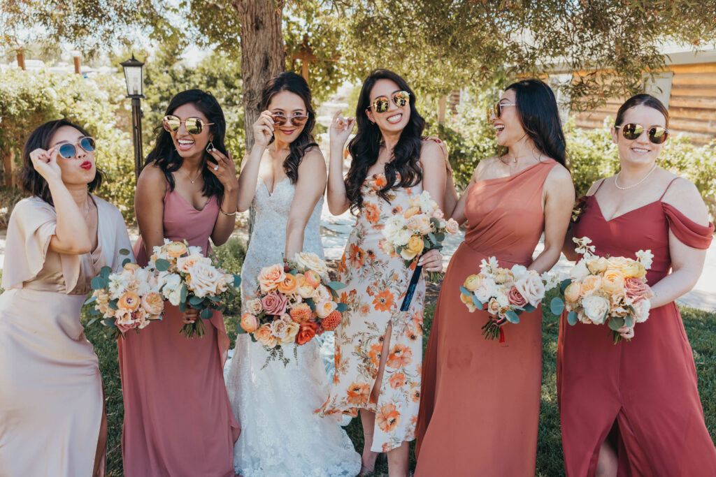 Bride and bridesmaids at The Purple Orchid Resort & Spa in Livermore, California