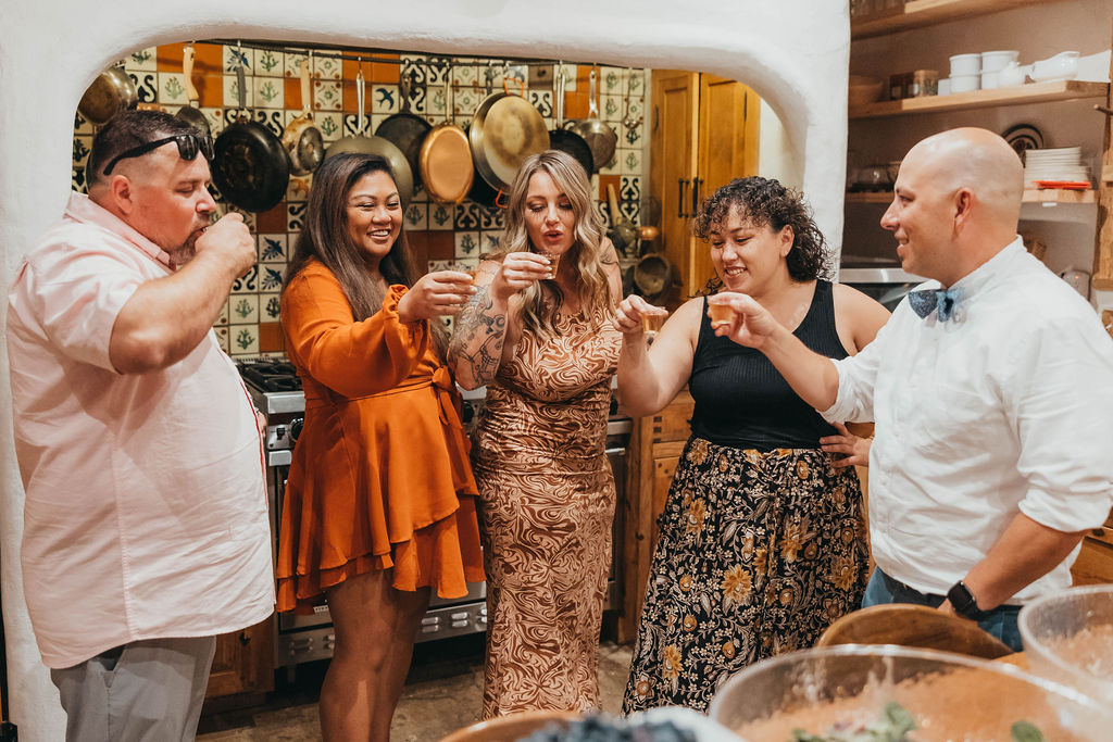 wedding guests toasting