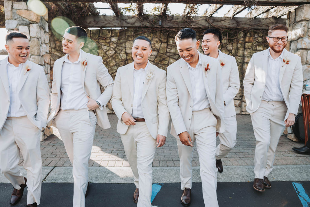Groom and groomsman wedding photos in Marin County in CA