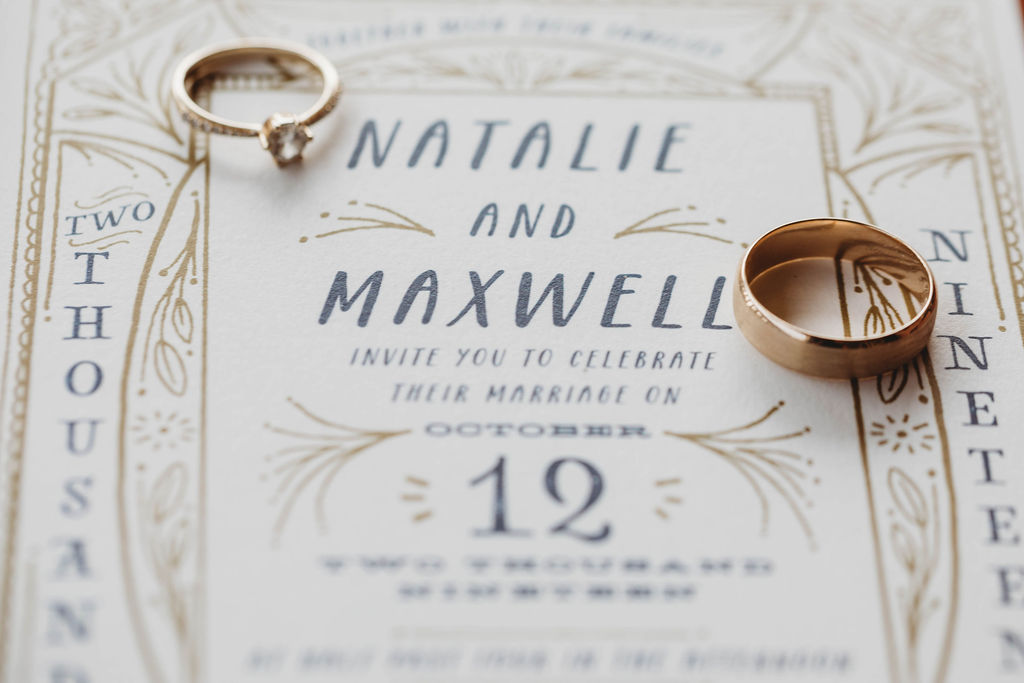 wedding invite and rings