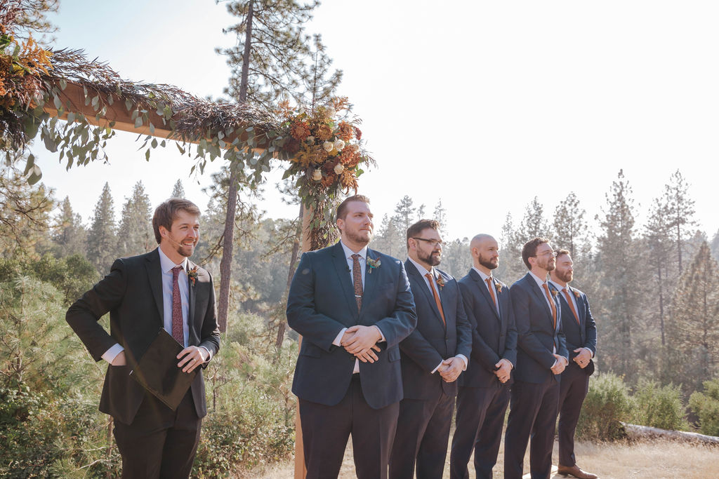 Outdoor fall rustic California El Dorado County wedding 