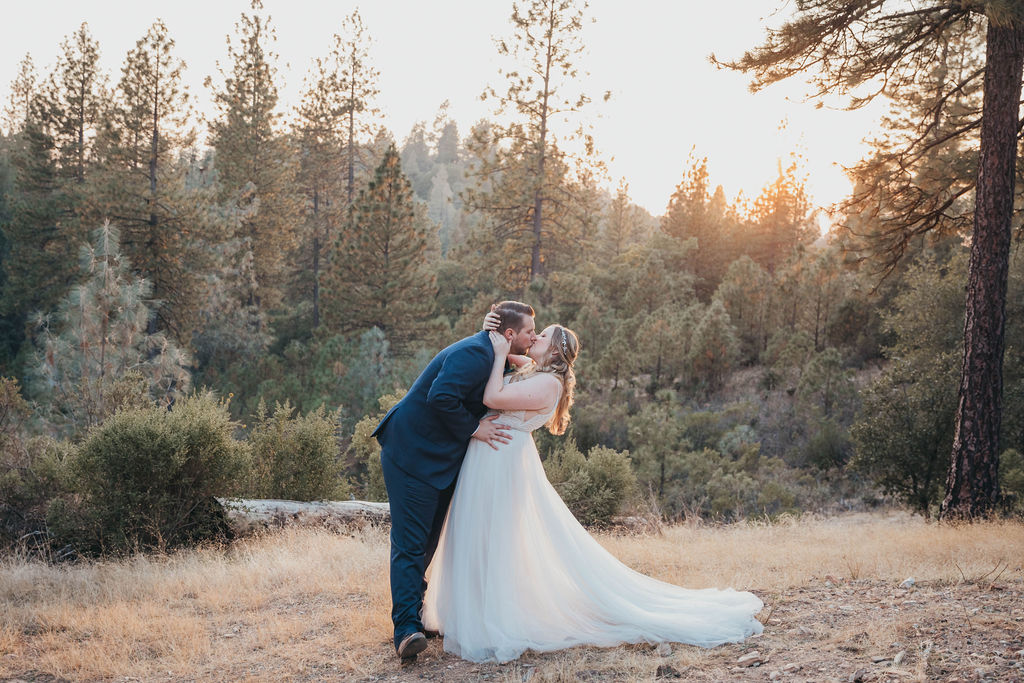 Bride and groom portraits from a rusitc fall wedding in California El Dorado County