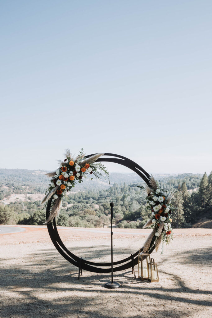 Ceremony arch at Black Oak Mountain Vineyards in Cool, California