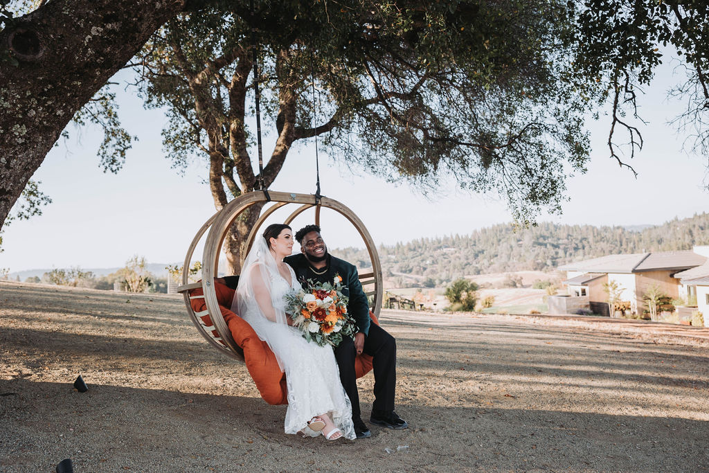 Bride and groom portraits at Black Oak Mountain Vineyards in Cool, California