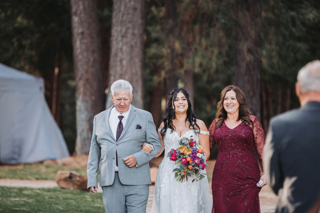 Forest House Lodge jewel toned wedding ceremony photos