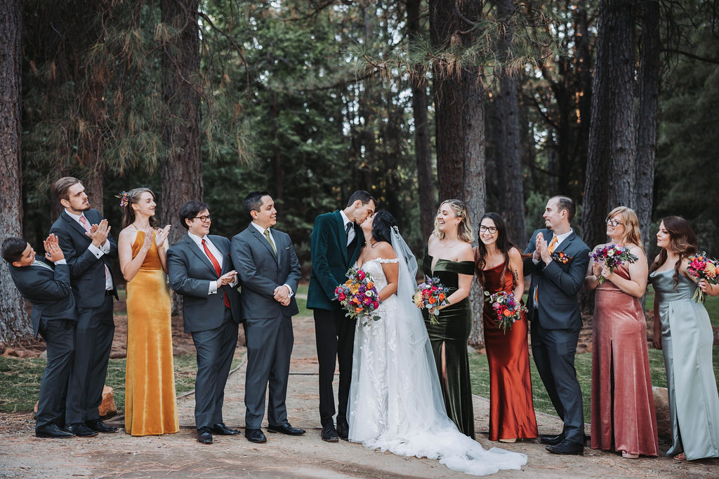 Wedding party photos from jewel toned winter wedding at Forest House Lodge