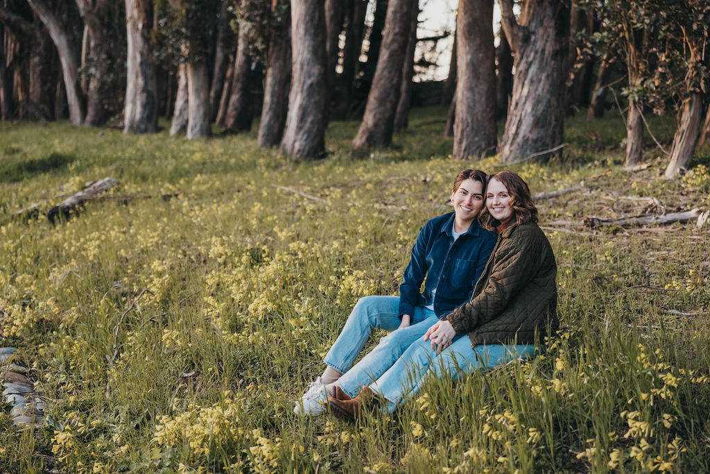 Couples forest engagement photos in SF