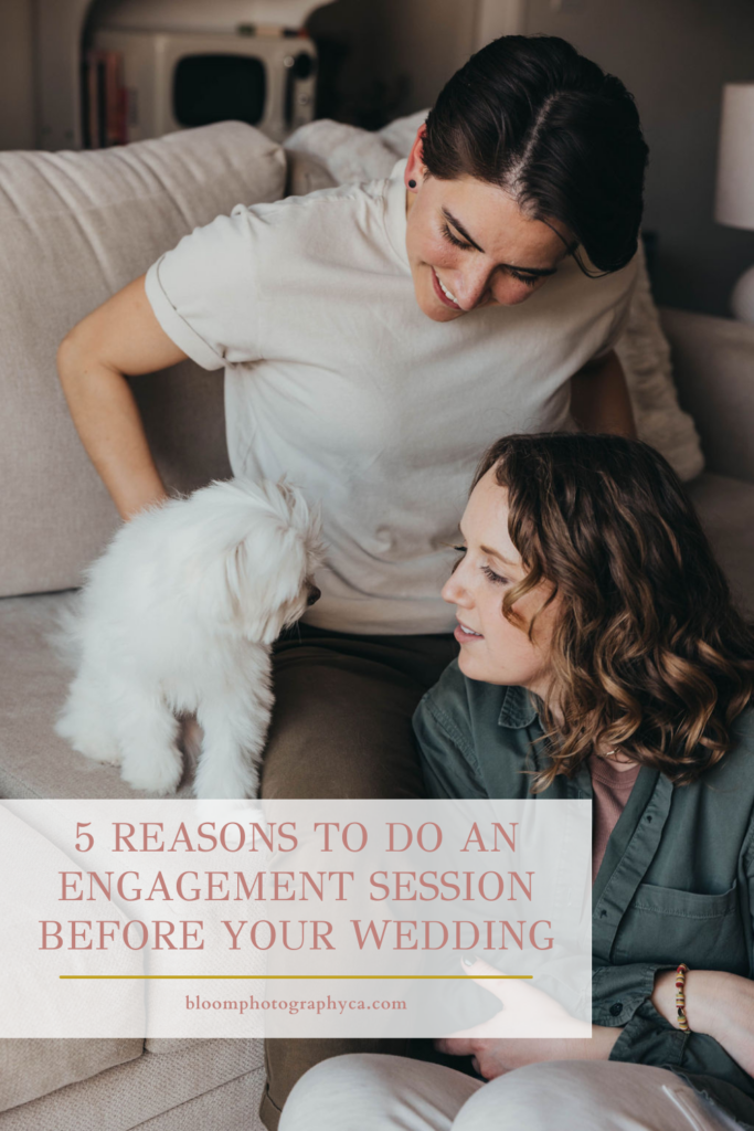 Couples in home engagement photos