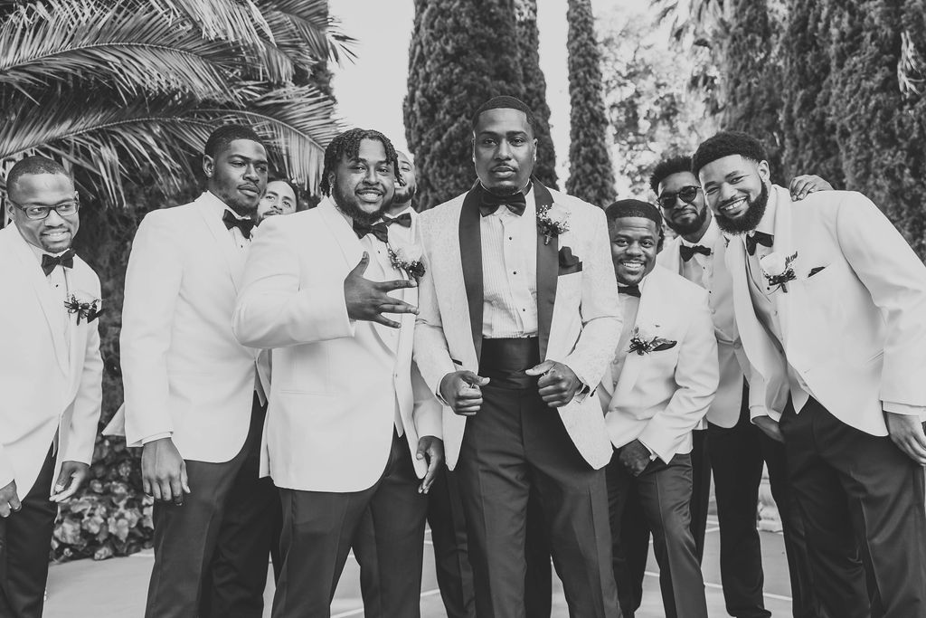 Groom and groomsmen portraits from Grand Island Mansion wedding