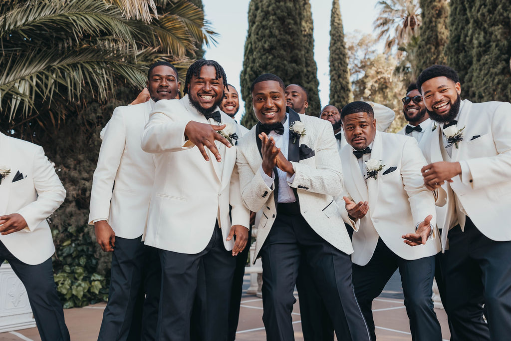 Groom and groomsmen portraits from Grand Island Mansion wedding