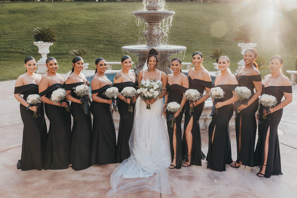 Bride and bridesmaids portraits from Grand Island Mansion wedding
