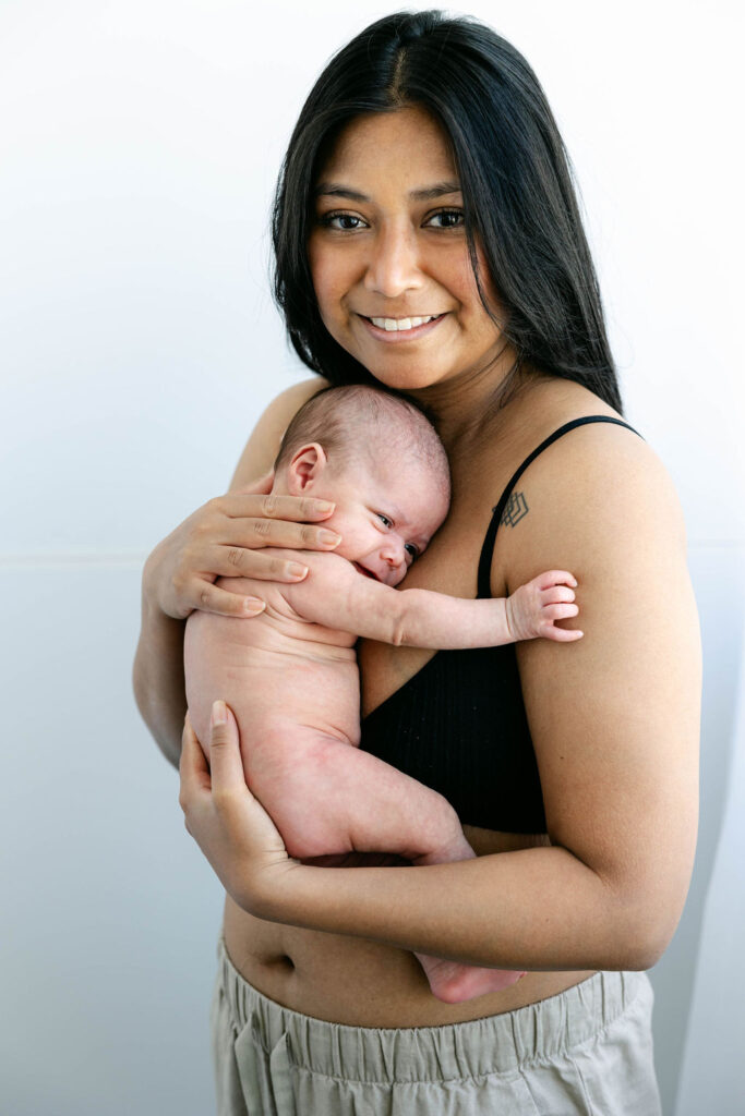 Mother holding newborn