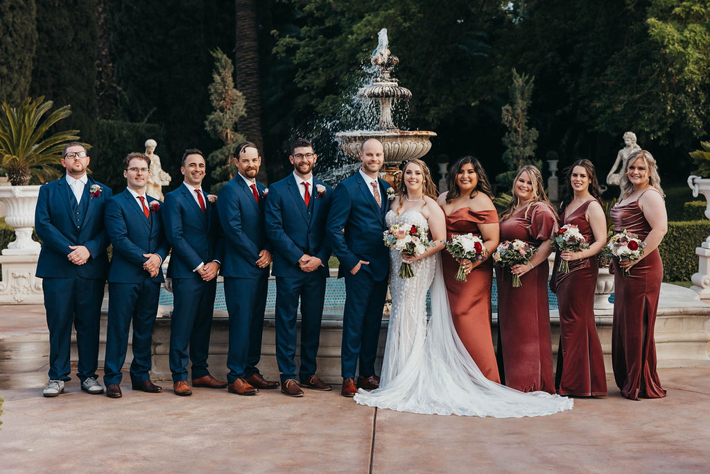 Wedding party portraits from a luxurious Grand Island Mansion wedding in Northern California