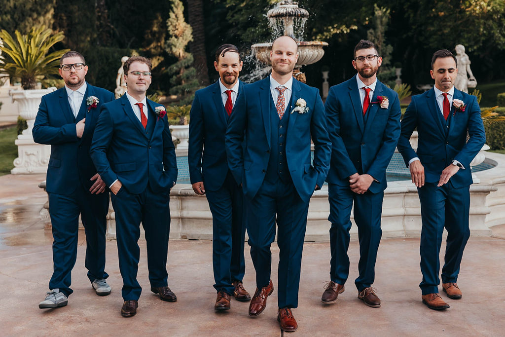 Groom and groomsmen photos from luxurious Grand Island Mansion wedding in Northern California