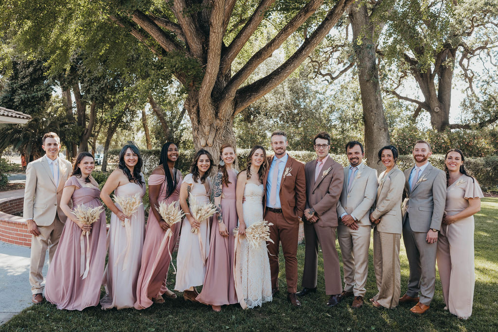 Wedding party portraits from Northern California wedding at The Maples Woodland wedding venue