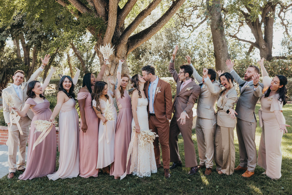 Wedding party portraits from Northern California wedding at The Maples Woodland wedding venue