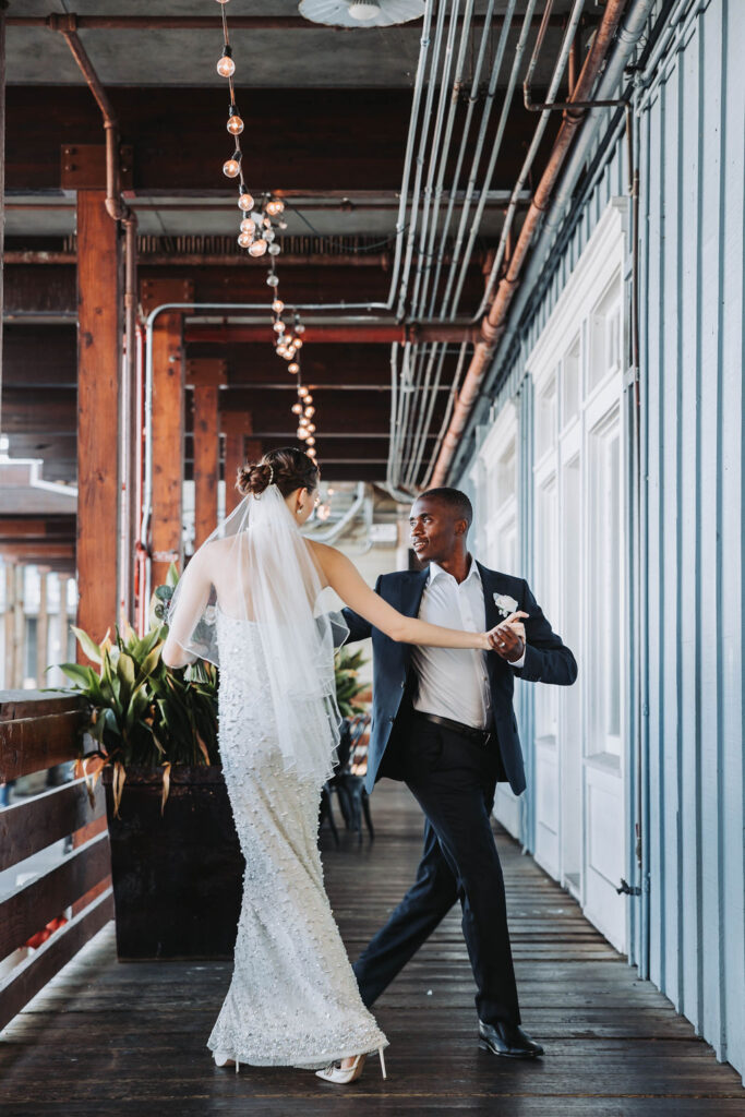 Bride and groom portraits at Pier 39