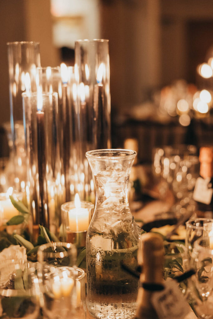 Candlelit tables for winter wedding