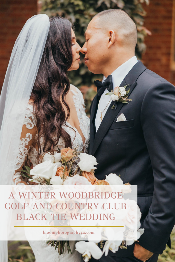 Bride and groom portraits from winter wedding at Woodbridge Golf and Country Club