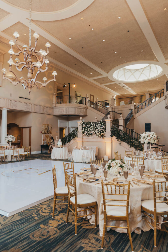 Elegant indoor wedding reception in California