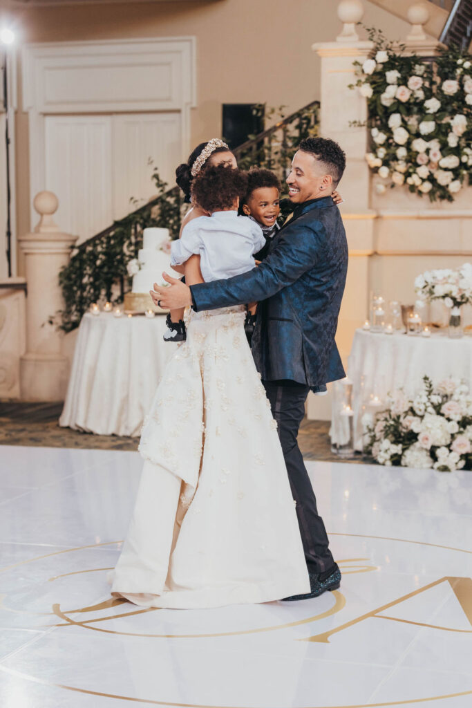 Bride and grooms first dance with their children