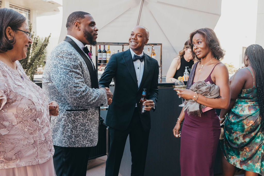 Wedding guests during cocktail hour