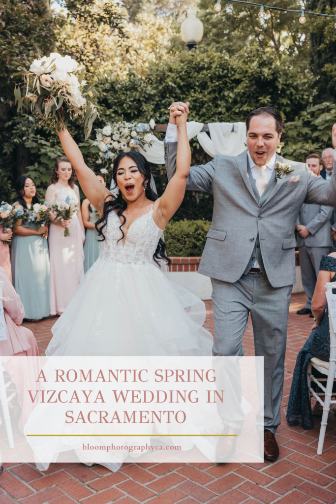 Bride and groom portraits from a romantic spring Vizcaya wedding in Sacramento
