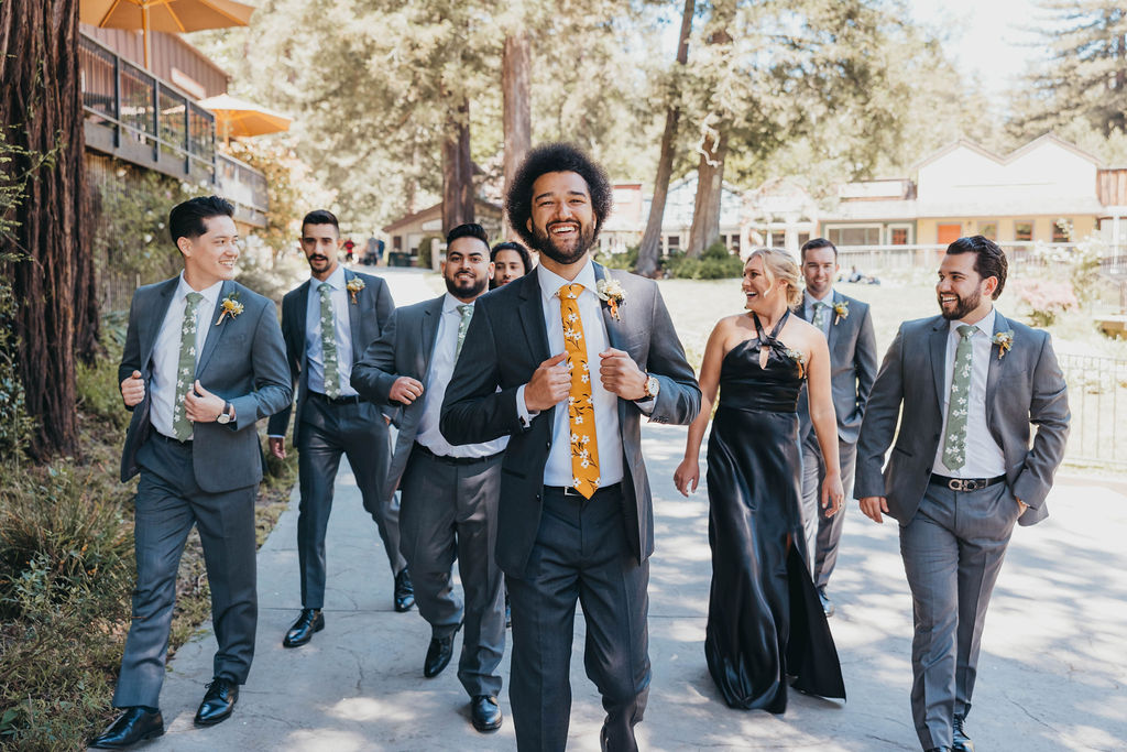 Groom and groomsmen photos from California wedding in the Redwoods