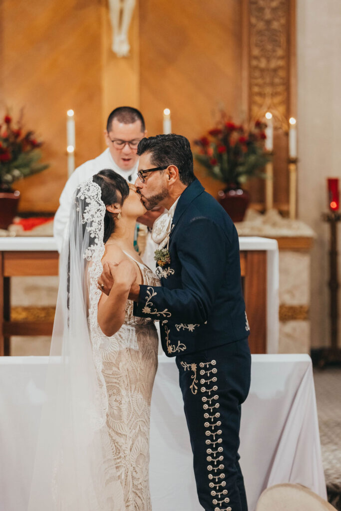 Catholic wedding ceremony at Holy Cross Catholic Church in Linden, CA