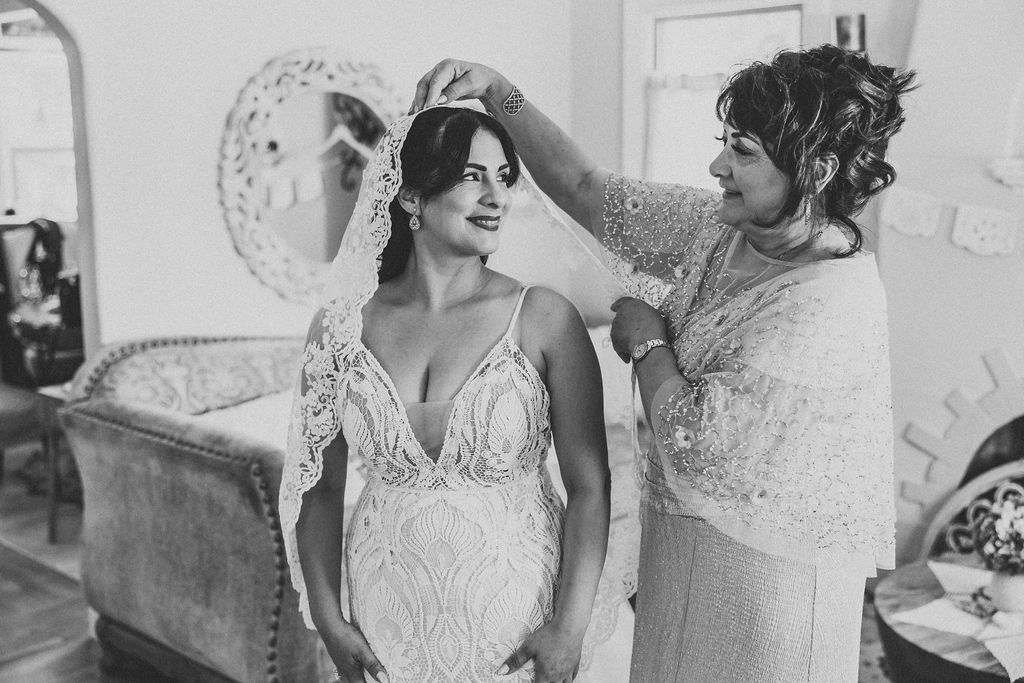 Bride getting ready for her wedding day