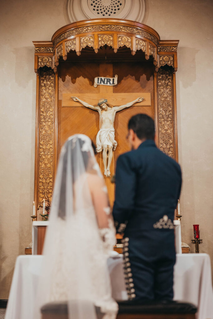 Catholic wedding ceremony at Holy Cross Catholic Church in Linden, CA