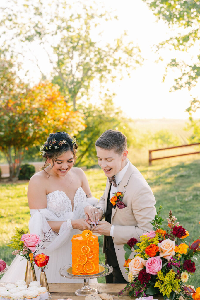 Bride and groom portraits at sunset wedding venue Hanford Ranch Winery
