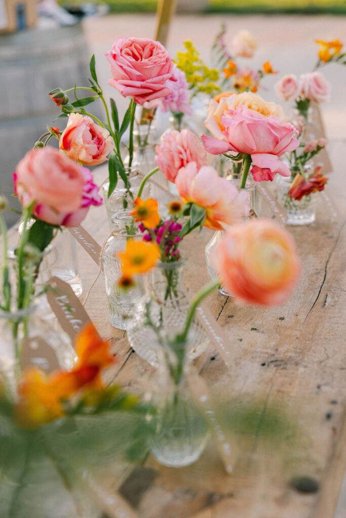 Sunset themed wedding reception décor and details