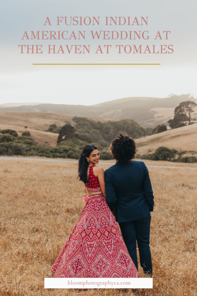 Bride and groom portraits from a fusion Indian American wedding at The Haven at Tomales