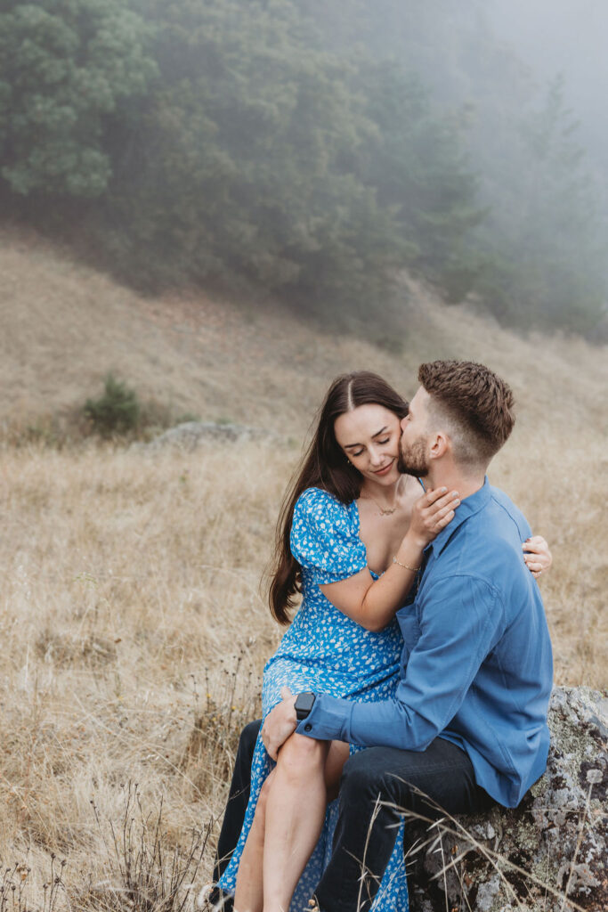 Couples Adventurous Woodsy Engagement Photos in Northern California