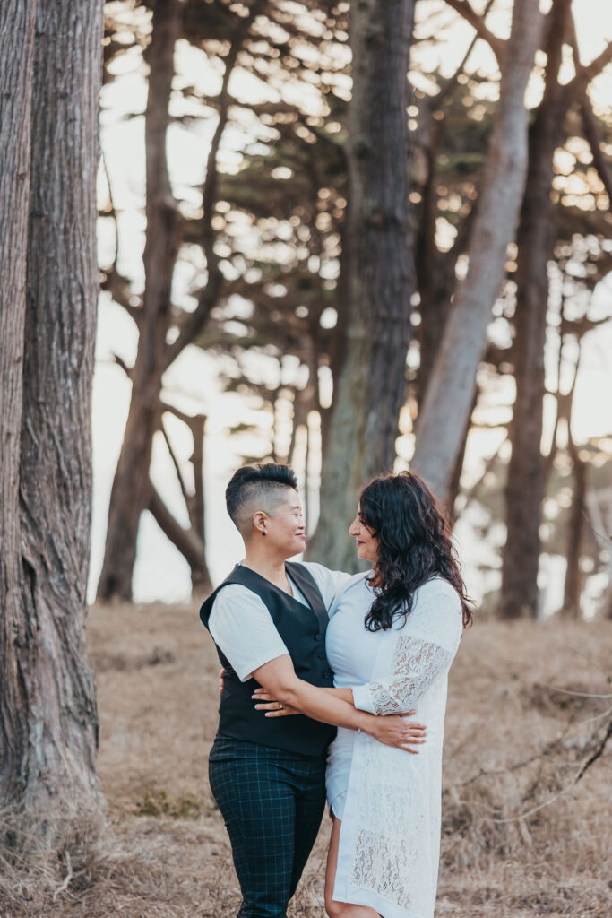 Couples San Francisco engagement photos at Lands End