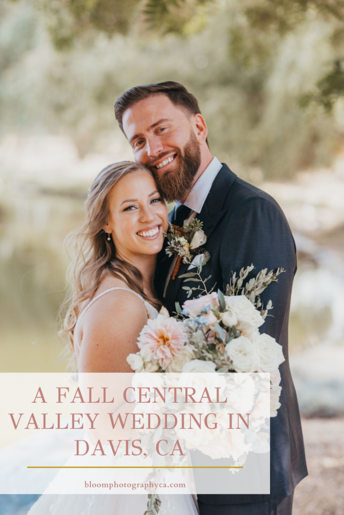 Bride and grooms portraits from a fall Central Valley wedding in Davis, CA