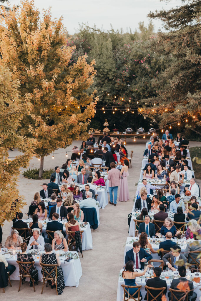 Outdoor wedding reception in Northern California 