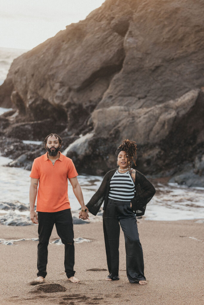 couple posing for photos in california