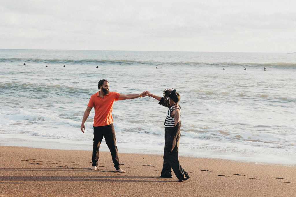 couple posing for photos in california