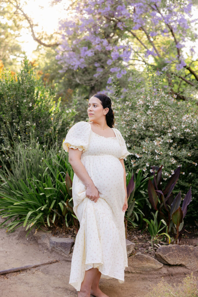 Joyful mother-to-be captured in natural light 

